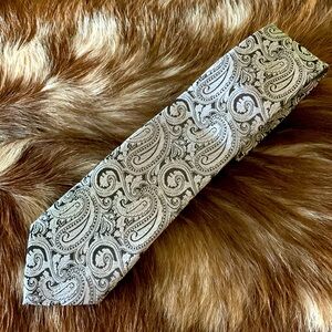 NWOT Black and Silver Paisley Necktie